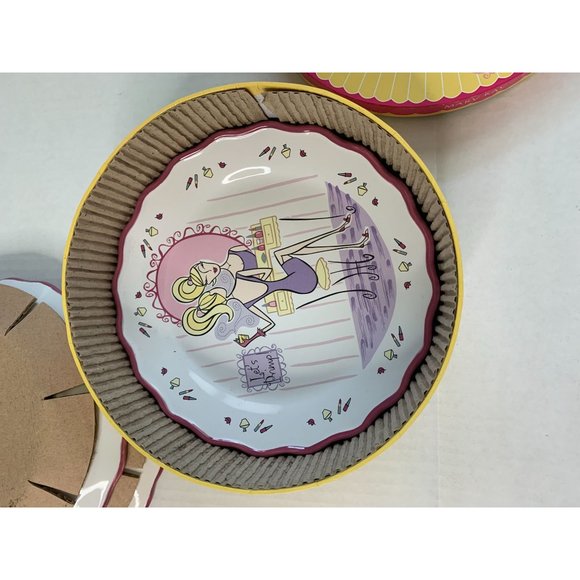 Mary Kay Lets Chat Salad Plate Set of 4 Lets Primp Lets Go Lets Shop 8 in Diamet - Picture 4 of 6
